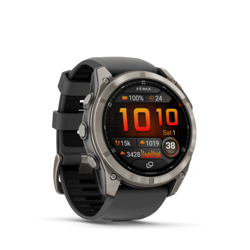 שעון חכם Garmin Fenix 8 Pro AMOLED Sapphire 51mm - צבע טיטניום עם רצועת סיליקון בצבע גרפיט / שחור