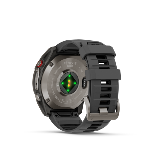 שעון חכם Garmin Fenix 8 Pro AMOLED Sapphire 51mm - צבע טיטניום עם רצועת סיליקון בצבע גרפיט / שחור