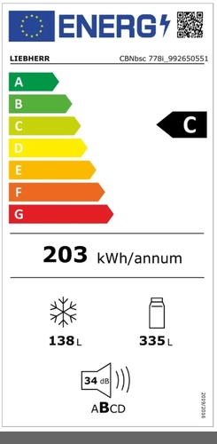 מקרר מקפיא תחתון  CBNBSC778I שחור מט