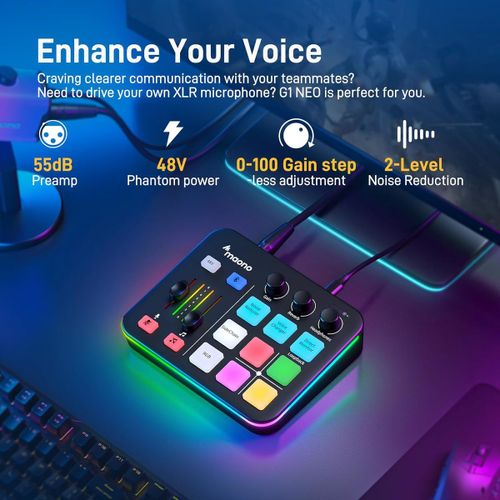 מיקסר אודיו שחור לגיימרים וסטרימרים MAONO G1 NEO