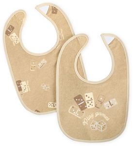 זוג סינרים לתינוק עשויים בד מגבת עם ציפוי פנימי מונע רטיבות - דומינו