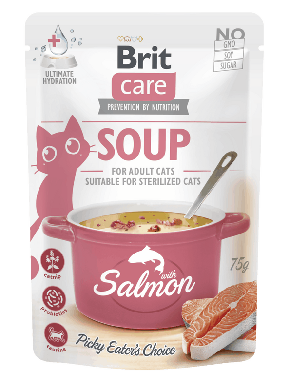 בריט קר מרק לחתול על בסיס סלמון 75 גרם Brit Care Soup