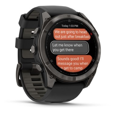 שעון חכם Garmin Fenix 8 Pro AMOLED Sapphire 51mm - צבע טיטניום עם רצועת סיליקון בצבע גרפיט / שחור
