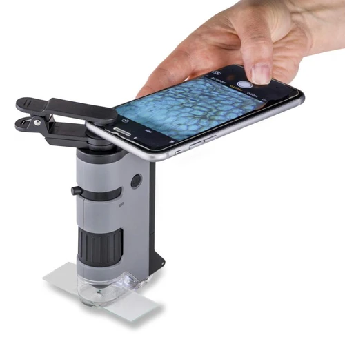 מיני מיקרוסקופ MicroFlip עם הגדלה פי 250-100 + מתאם + 24 זכוכיות נושא