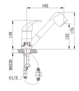 ברז נשלף Aquila Monte 1410A eh שחור   לבן אקווילה