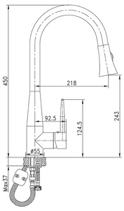 ברז מטבח נשלף פרימיום Aquila Cucina 61215 סוורדה
