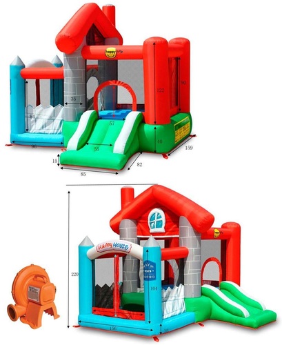 מתקן קפיצות מתנפח לילדים עם מגלשה ובריכת כדורים - הבית השמח 9315