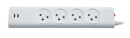 רב שקע 4 מקומות עם כבל 2 חיבורי USB Type-C semicom