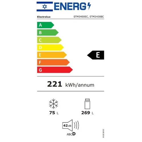 מקרר מקפיא עליון 344 ליטר Electrolux ETM3400BC Black Steel שחור