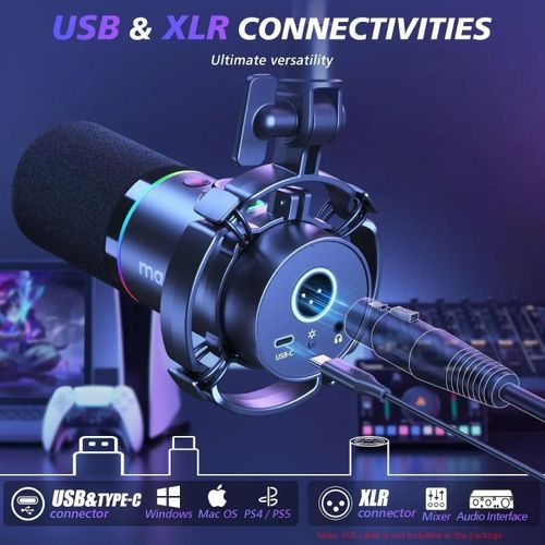 מיקרופון דינמי עם חצובה בחיבור XLR/USB Maono PD200XS