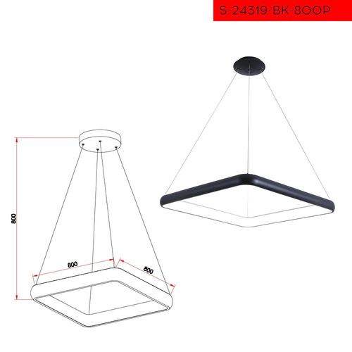 CCT 80CM 96W תליה פלרמו לד קוטר שחור