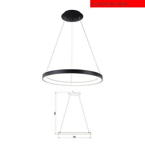CCT 58CM 60W תליה ורונה לד קוטר שחור