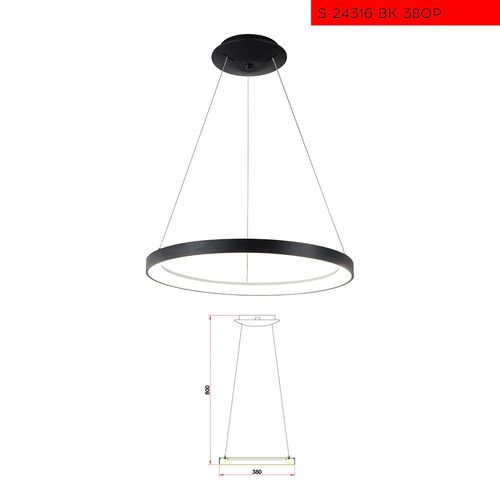 CCT 38CM 40W תליה ורונה לד קוטר שחור