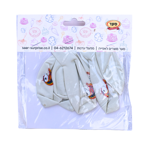 6 בלונים לבנים גדולים חד קרן