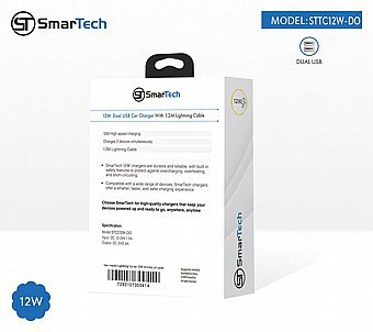 מטען רכב 12W עם כבל Lightning למכשירי אפל - דגם STCC12W-DO מבית SmarTech