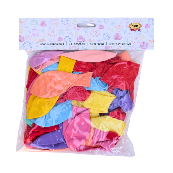50 בלונים פסטל 30 ס״מ + סרט קשירה