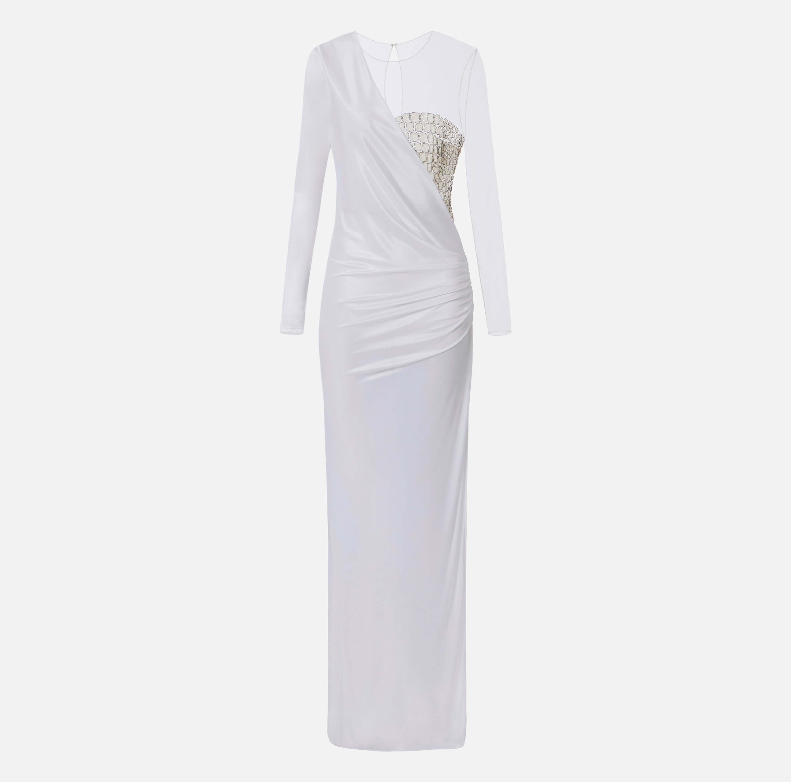 Red Carpet tulle and jersey dress with crocodile-effect embroideries
