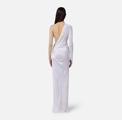 Red Carpet tulle and jersey dress with crocodile-effect embroideries