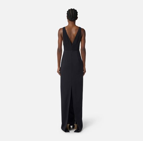Red Carpet dress in georgette and crêpe fabrics with crystals