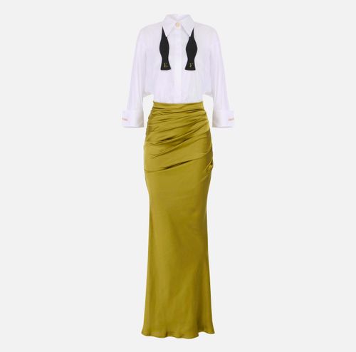 Red Carpet poplin and satin dress with bow tie