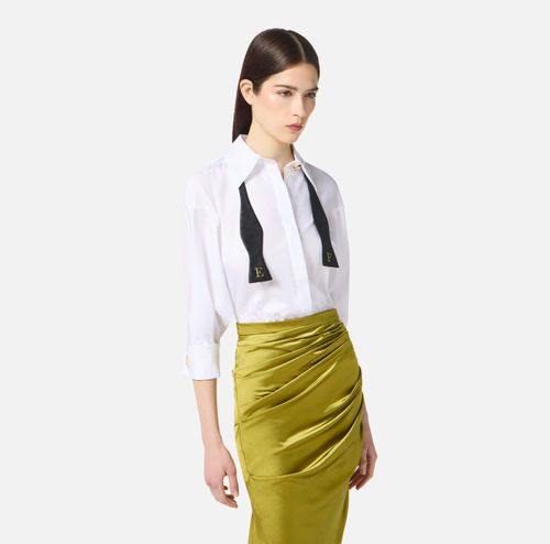 Red Carpet poplin and satin dress with bow tie