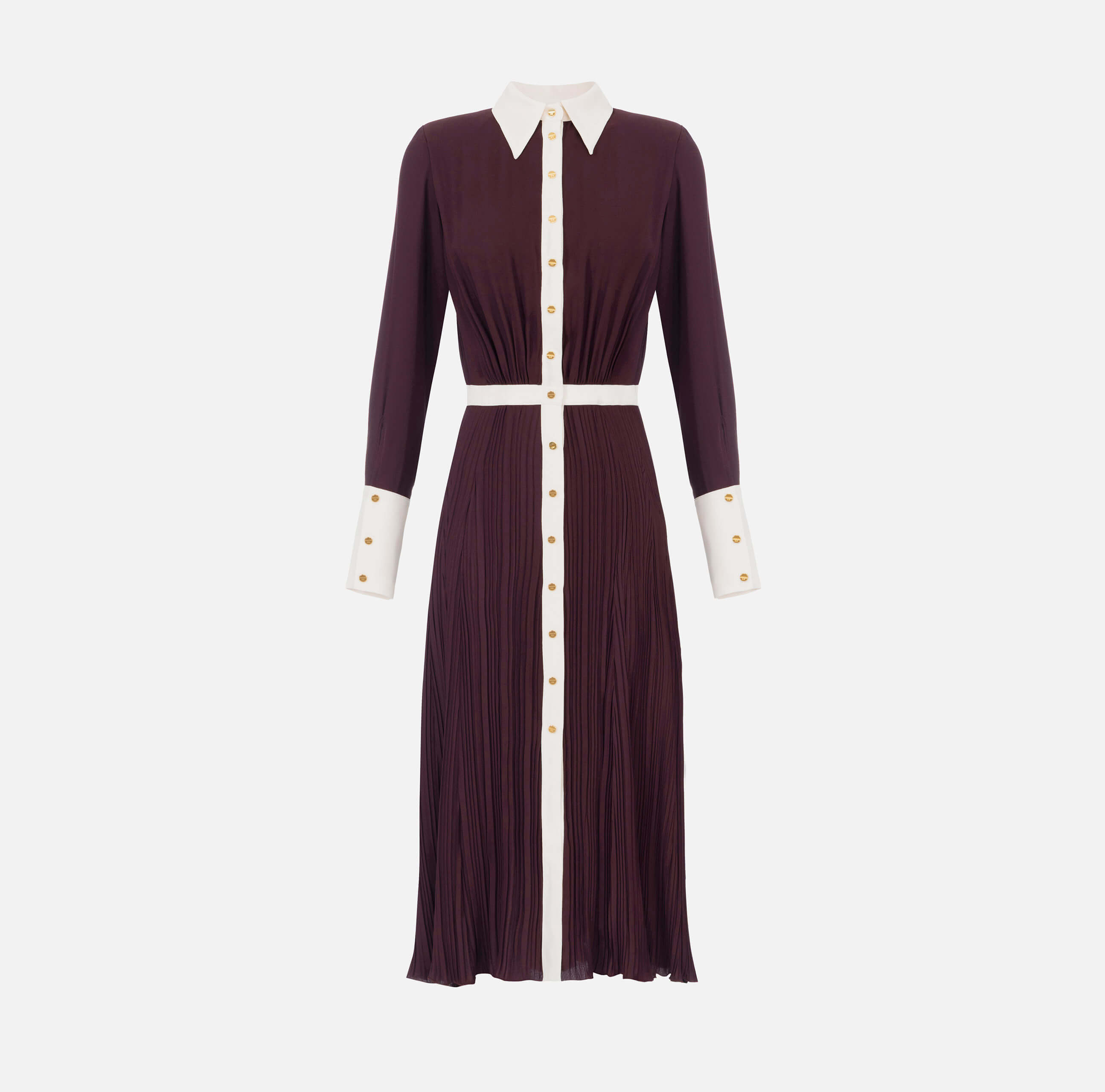 Colour-blocking dress in viscose georgette fabric