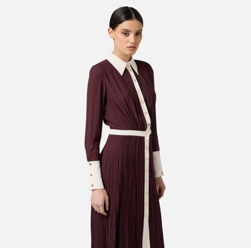 Colour-blocking dress in viscose georgette fabric