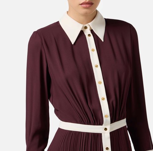 Colour-blocking dress in viscose georgette fabric