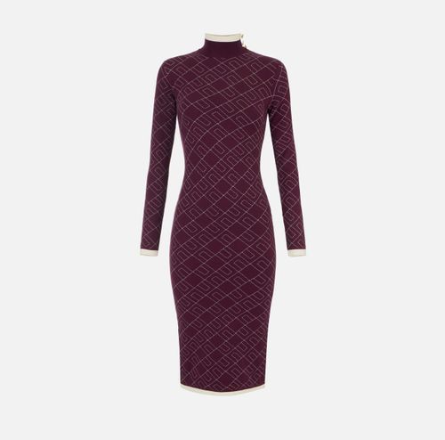 Two-colour jacquard knit dress