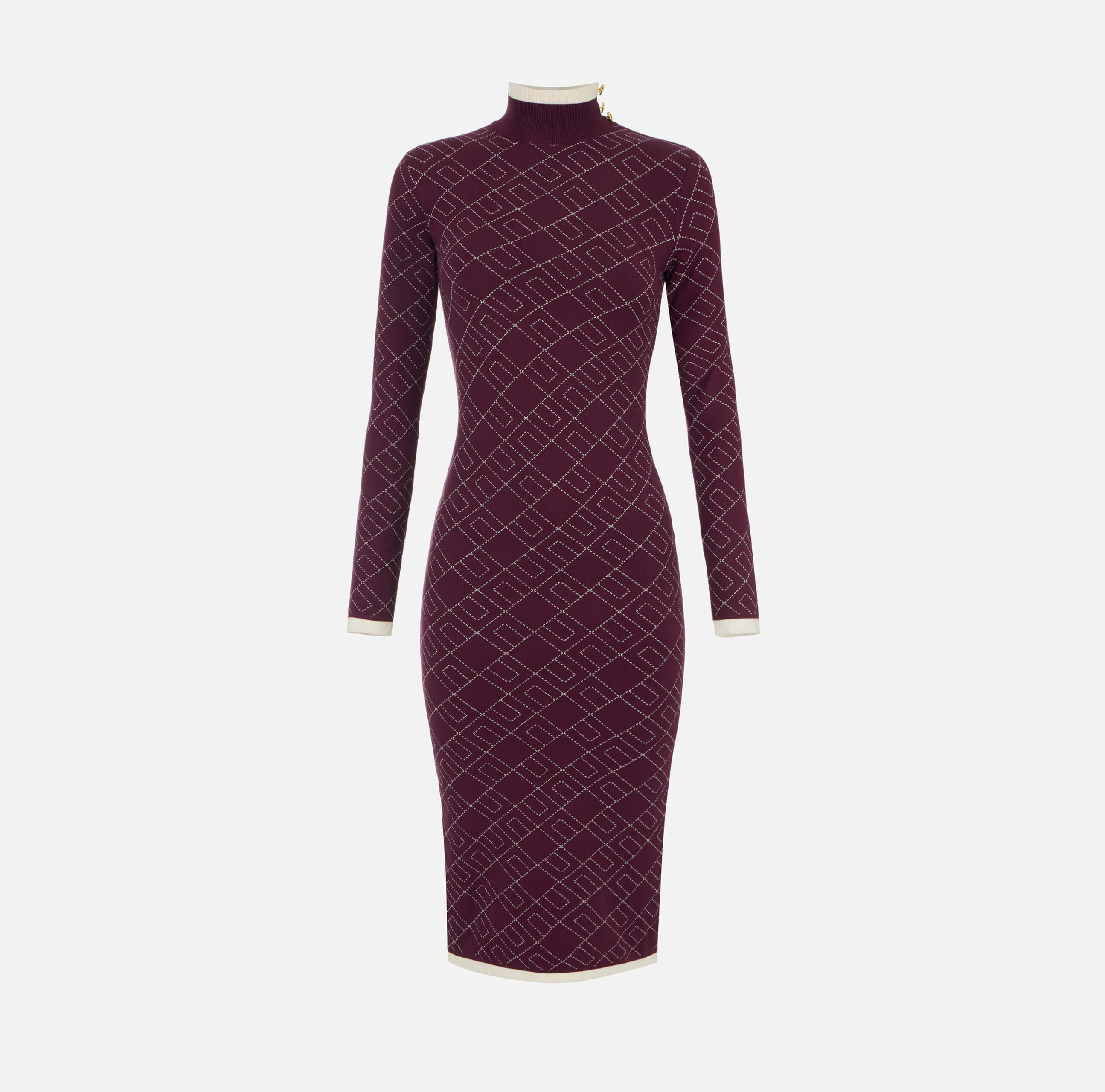 Two-colour jacquard knit dress