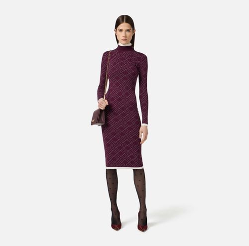 Two-colour jacquard knit dress