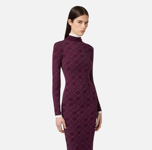 Two-colour jacquard knit dress