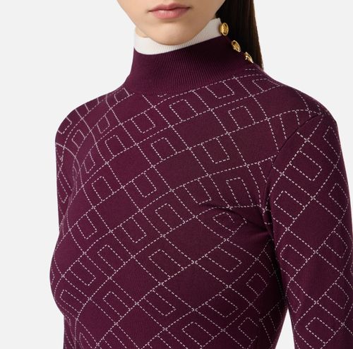 Two-colour jacquard knit dress
