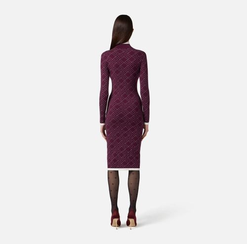 Two-colour jacquard knit dress