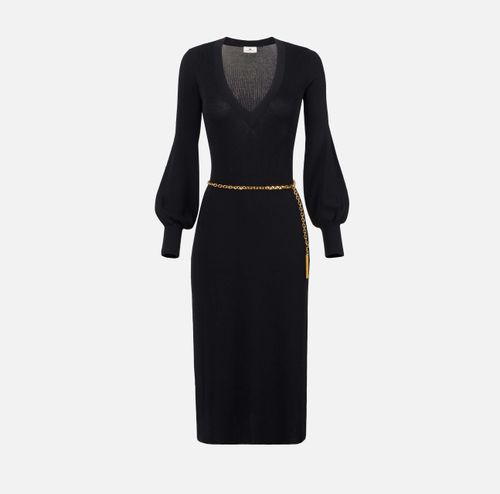 Viscose and silk knit dress with belt