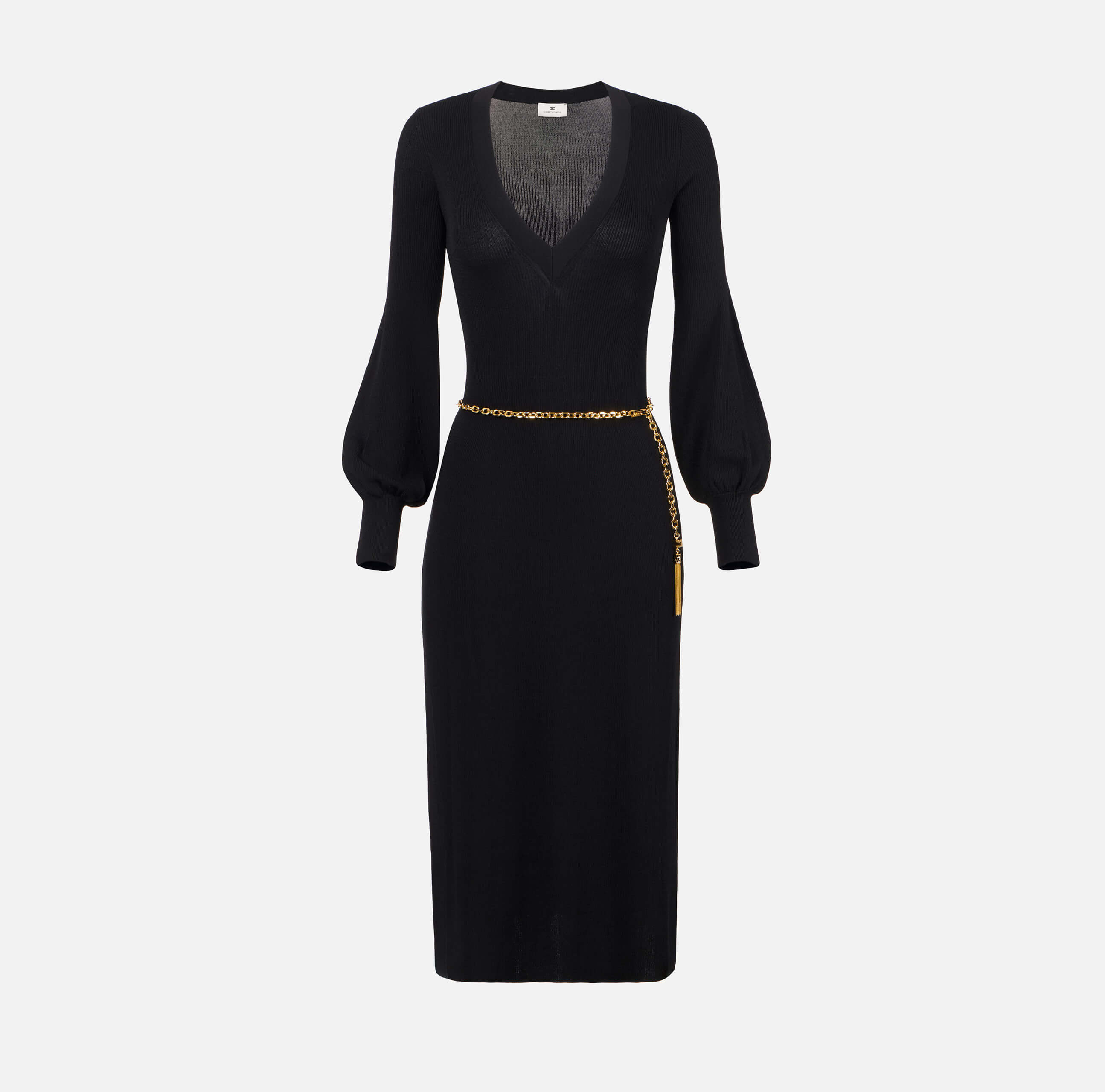 Viscose and silk knit dress with belt