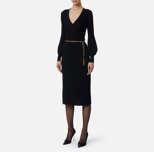 Viscose and silk knit dress with belt