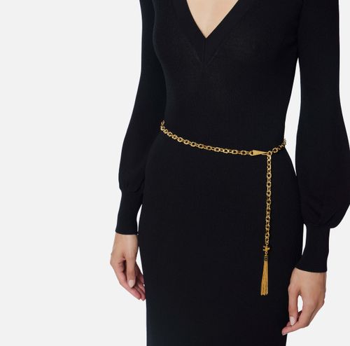 Viscose and silk knit dress with belt