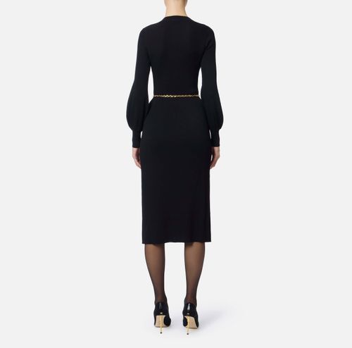 Viscose and silk knit dress with belt