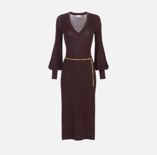 Viscose and silk knit dress with belt