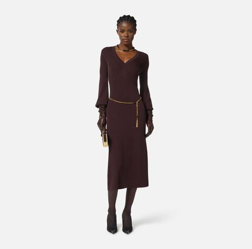 Viscose and silk knit dress with belt