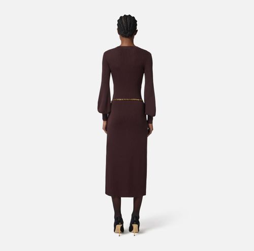 Viscose and silk knit dress with belt