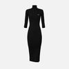 Dress in ribbed knit fabric with breast pocket