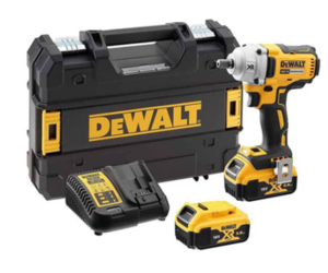 ‏מפתח אימפקט DeWALT DCF894P2 במארז קשיח עם 2 סוללות 5A 18V ומטען