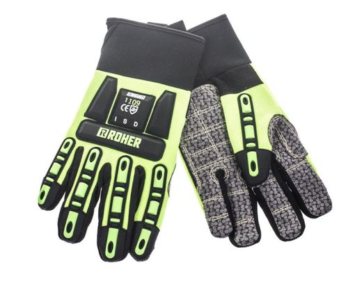 זוג כפפות עבודה למכונאים כולל הגנת אצבעות עליונה מידה 11 (XL) - צבע צהוב