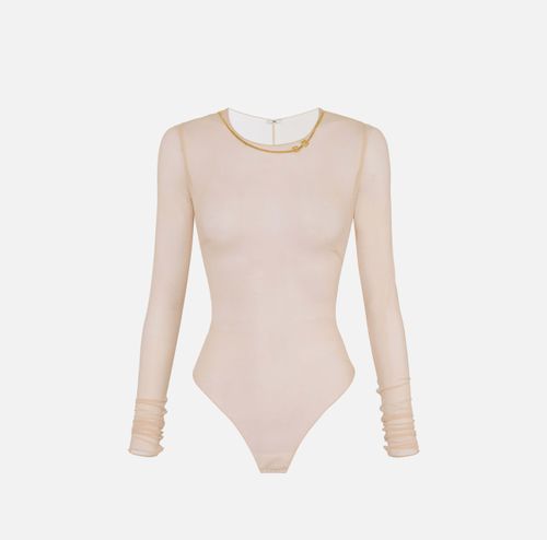 Bodysuit in tulle fabric with necklace