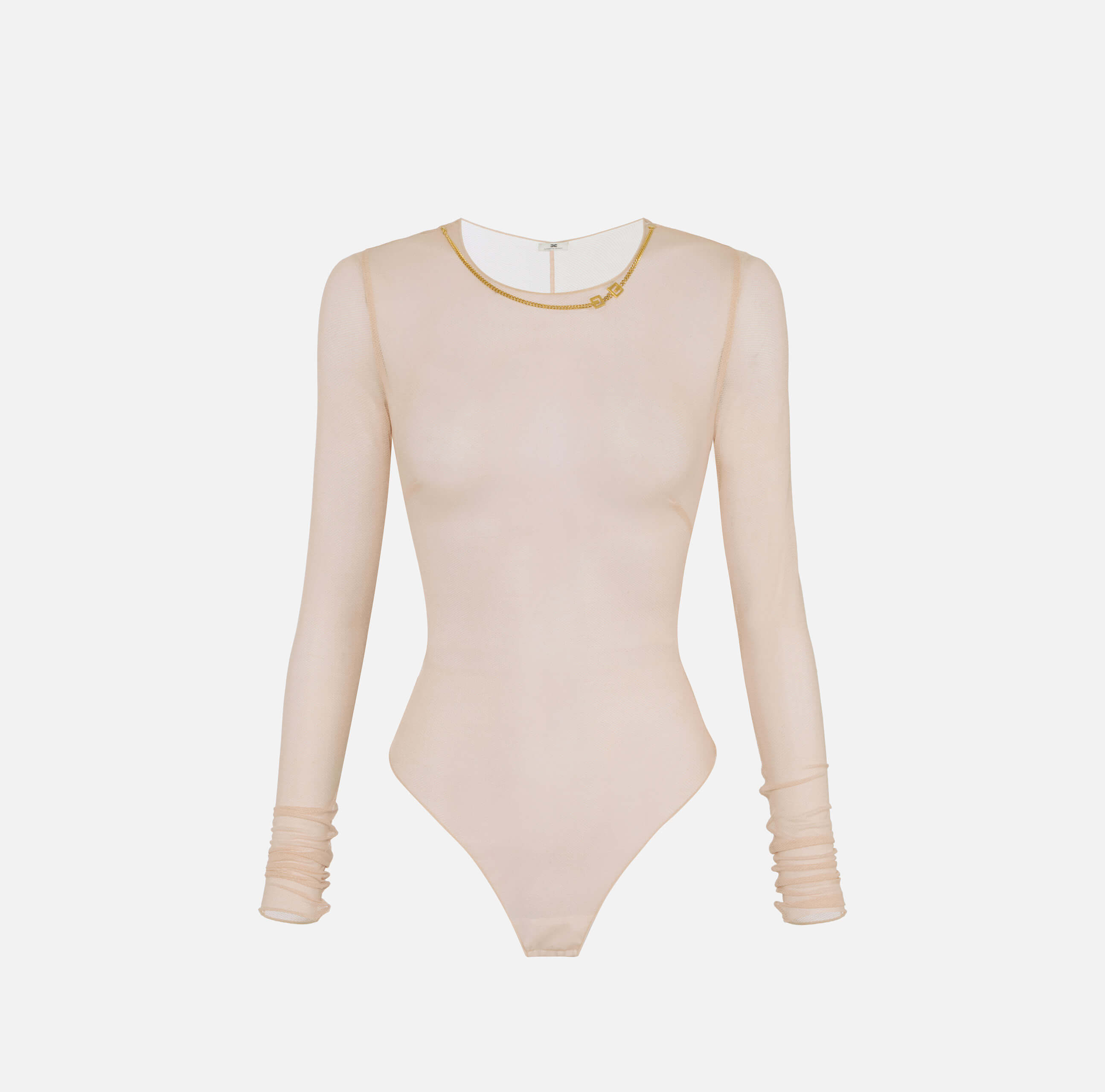 Bodysuit in tulle fabric with necklace