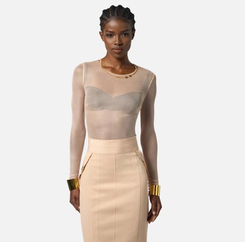 Bodysuit in tulle fabric with necklace
