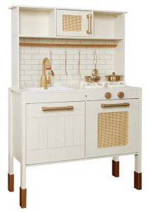 מטבח משחק לילדים עם כיריים חשמליים וברז מוציא מים - אגם לבן