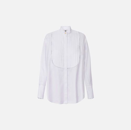 Cotton shirt with tuxedo details